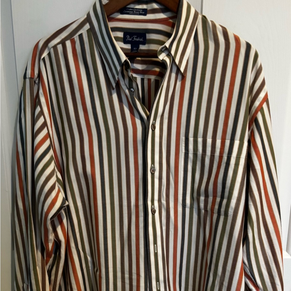 Paul Frederick Cotton Cashmere Luxurious Striped Sport Shirt Size XL
